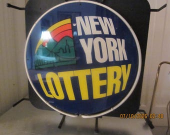 Vintage New York State Lottery Lighted Window Sign