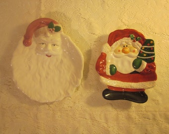 Two Vintage Santa Claus Treat Dishes