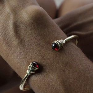 The Acorn Garnet Cuff made in solid bronze or solid sterling silver image 1