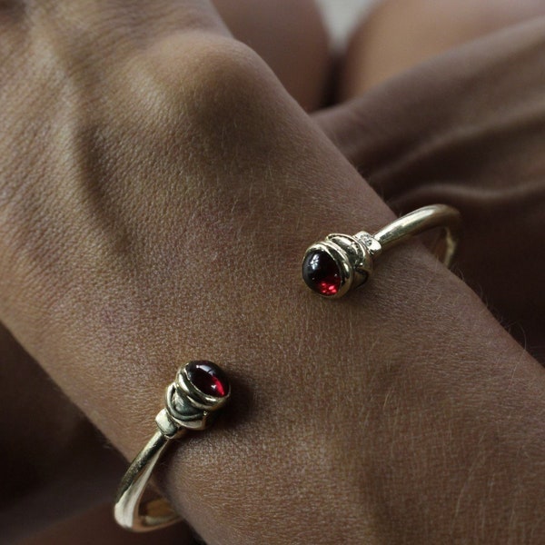 The Acorn Garnet Cuff - made in solid bronze or solid sterling silver