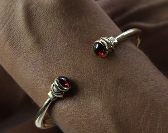 The Acorn Garnet Cuff - made in solid bronze or solid sterling silver