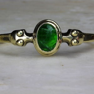 Andromeda Dioptase Crystal Gold Cuff - made in solid bronze or sterling silver