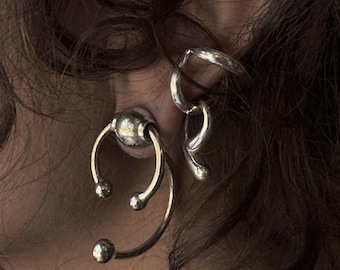 Neptune Silver earrings or 18k gold plated over silver for pierced ears