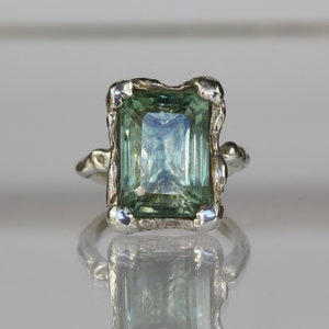 Calypso Green Crystal ring made in sterling silver -made to order