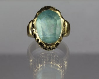 Elizabeth Aquamarine filigree ring - made in bronze or sterling silver