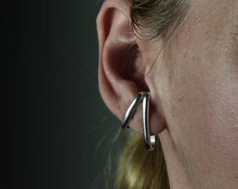 Vendra ear cuff in solid sterling silver - silver ear post