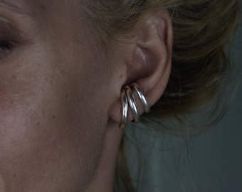 Sterling Silver Flow Lobe Earrings: Modern Pierced Ear Jewelry