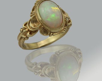 Cassiopeia Opal Gold ring - Made In 18 k yellow gold plate over sterling silver