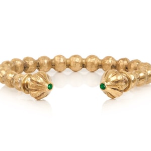 Solid gold green agate hand carved Cuff antique boho style-made to order