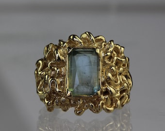 Ferrero Aqua Marine Gold Ring - made in 18k Gold Plate over sterling silver