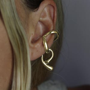 Echo Gold ear cuffs - wrap earrings - made in solid bronze