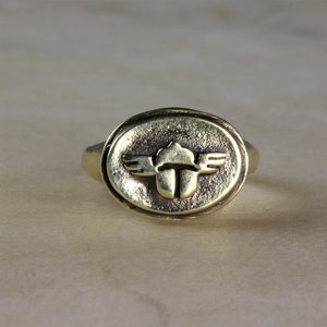 Scarab gold signet ring men and women made in solid bronze image 4
