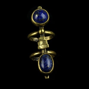 Lapis Stones Warrior Ring - Made To Order - In solid Bronze or silver