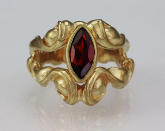 Selene Gold Garnet Ring- Made in Gold Plated Sterling Silver