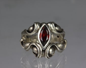 Selene Garnet Ring- Made in Sterling Silver