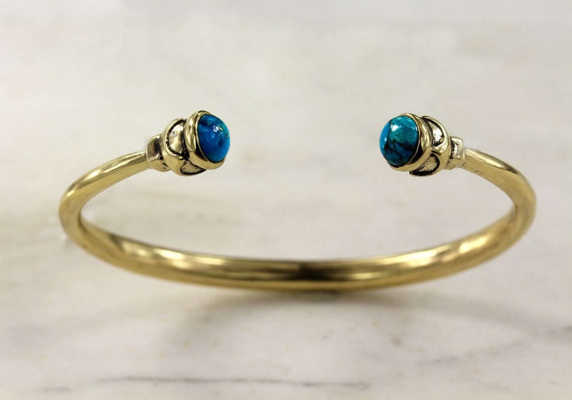 The Acorn Turquoise Cuff Made in Solid Bronze or Solid - Etsy