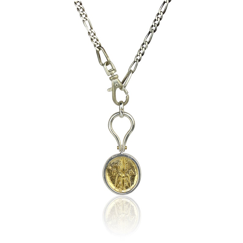 Olympia Coin Figaro Chain Collier en argent sterling et bronze image 4