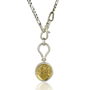 Olympia Coin Figaro Chain Collier en argent sterling et bronze image 3