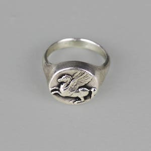 Ancient coin Pegasus silver signet ring made In sterling silver Or 18 k yellow gold plate over silver image 3