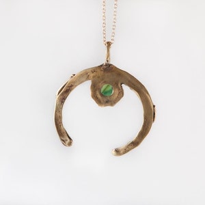 Green Agate Stone Crystal Crescent Moon Necklace Witch Boho Gold Necklace In Bronze Made To Order image 3