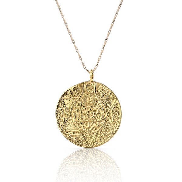 Moroccan Ethnic Coin Gold or silver Pendant men and women Layering Statement Necklace