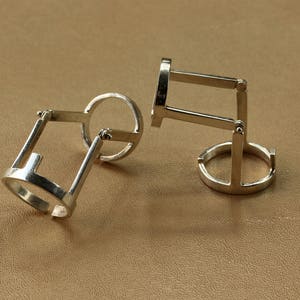 Articulated Minimalist geometric Jointed armor ring in sterling silver adjustable image 7