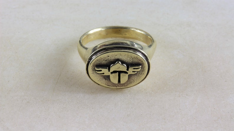 Scarab gold signet ring men and women made in solid bronze image 3