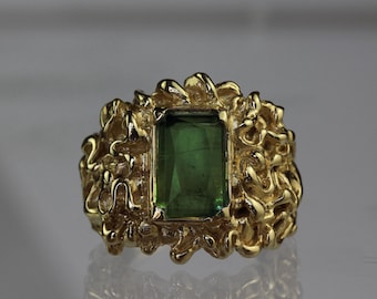 Ferrero Green Tourmaline Gold Ring - made in 18k Gold Plate over sterling silver