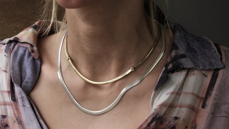 The Norway gold articulated choker necklace- made in solid bronze image 3