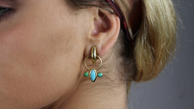 Daisy Articulated Turquoise Earrings image 4