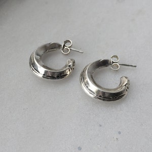 Silver engraved stacking tuareg hoop earrings made in solid sterling silver image 4