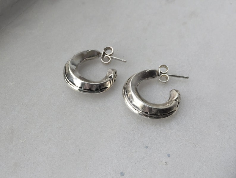 Silver engraved stacking tuareg hoop earrings made in solid sterling silver image 4