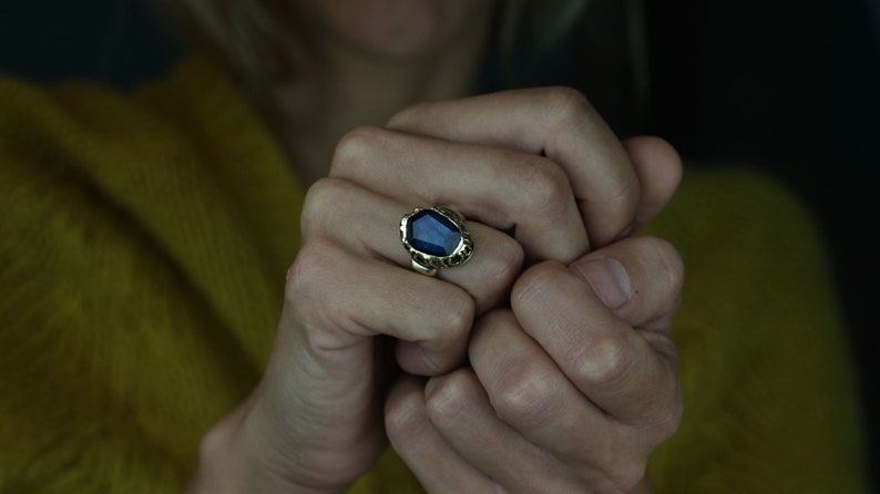 Elizabeth Spectrolite filigree ring made in bronze or sterling silver image 8
