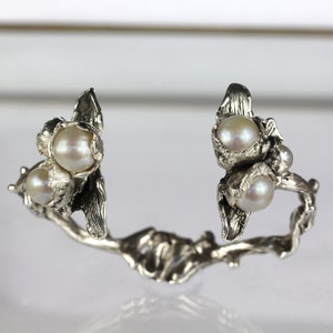 Corallium Silber Manschette Perlen Armband- Made in Sterling Silber