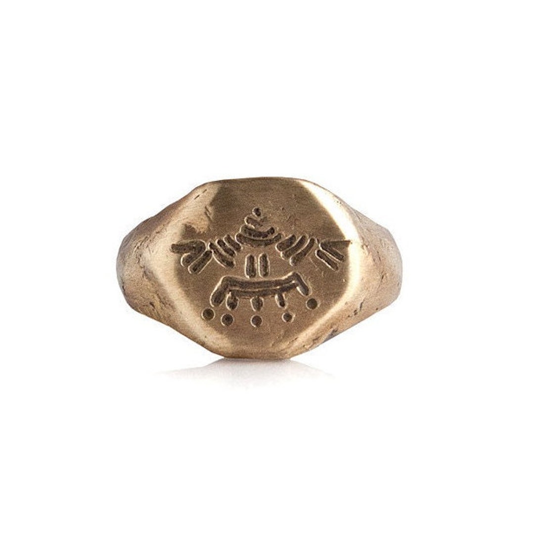 Engraved Aztec Eagle Signet Ring: Sterling Silver, Bronze, or Gold ...