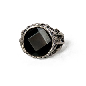 Black Onyx Stone Ring - Large Solid Silver Witch Ring - Dark Boho Women - Festival Jewelry- Made To Order