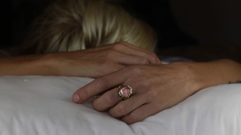 made in bronze or sterling silver Elizabeth Morganite filigree ring