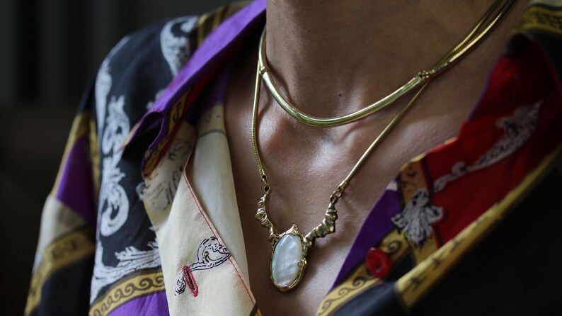 The Norway gold articulated choker necklace- made in solid bronze image 4