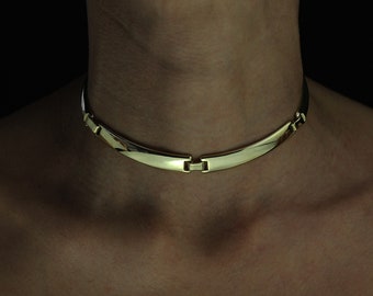 Skin gold articulated choker necklace- made in solid bronze