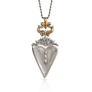Victorian Heart Silver And Bronze Pendant Necklace