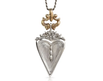 Victorian Heart Silver And Bronze Pendant Necklace