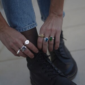 Aztec turquoise stones gold ring boho style made in solid bronze image 4