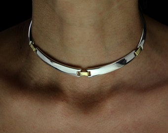 Skin silver articulated choker necklace- made in solid sterling silver 925
