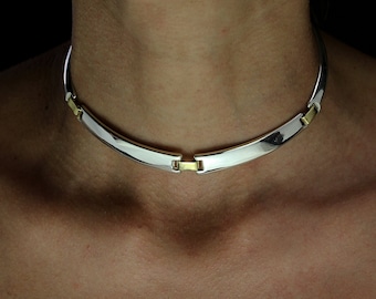 Sterling Silver Articulated Choker Necklace: Handmade Minimalist Jewelry