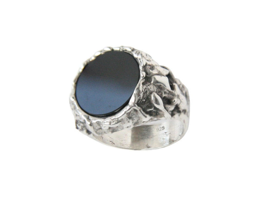 Onyx Stone Ring Men and Women-large Solid Silver Witch Ring - Etsy