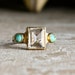 Turquoise and Emerald cut Clear Quartz in sterling silver and gold vintage style ring-made to order