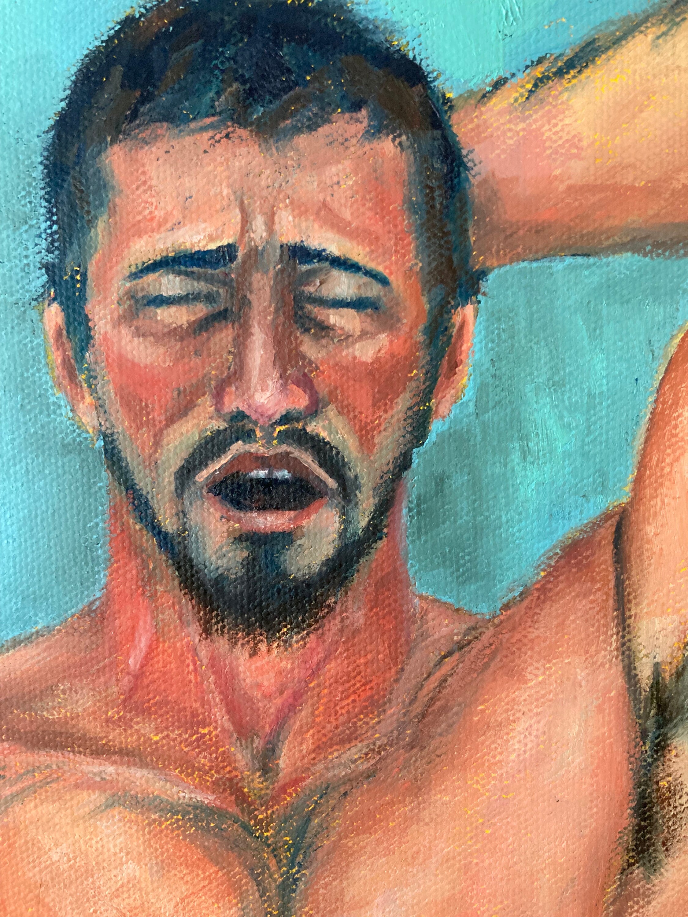 Nude Gay Art bust a Nut Explicit Male Oil Painting by Dan Green - Etsy