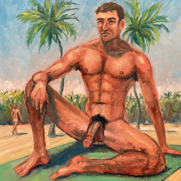 Gay Male Nude “Sand Serpent”  Young Man art oil painting by Dan Green
