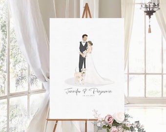 Wedding Welcome Sign or Guestbook Alternative, Wedding Sign, Guestbook Sign, Illustrated Portrait, Wedding Portrait, Portrait Guestbook