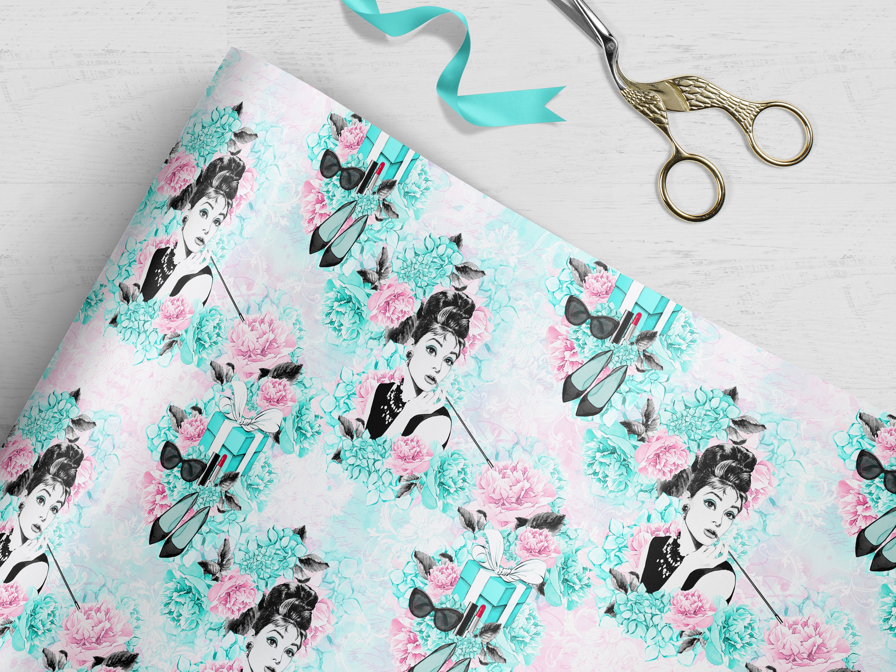 Audrey Hepburn Inspired Wrapping Paper, Wrapping Paper, Wrapping